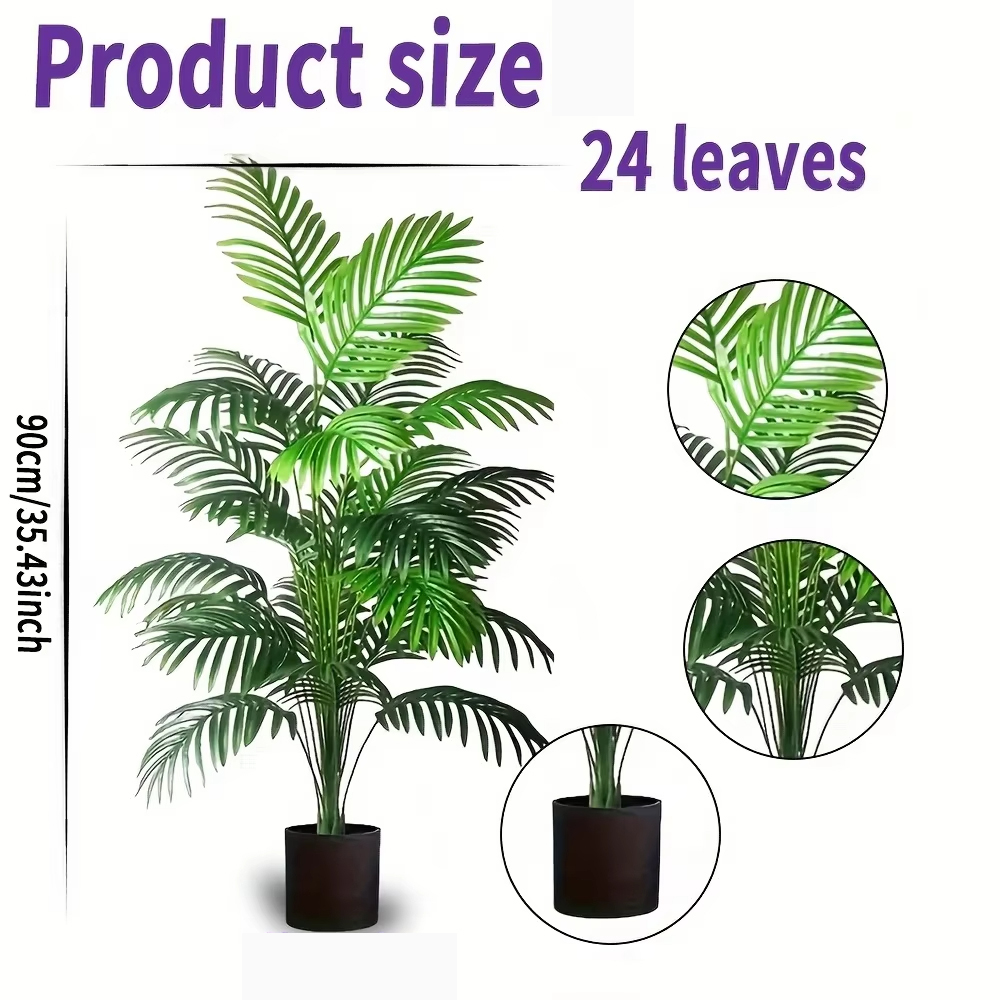 24잎 아레카야자 인조 식물 나무 화분 플라스틱 녹색  - Ficus Lyrata Tree 리뷰 및 가격